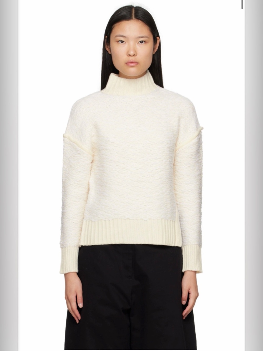 3.1 Phillip Lim Ivory Bouclé Wool Knit Mock Neck Sweater - NWOT